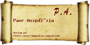 Paor Aszpázia névjegykártya